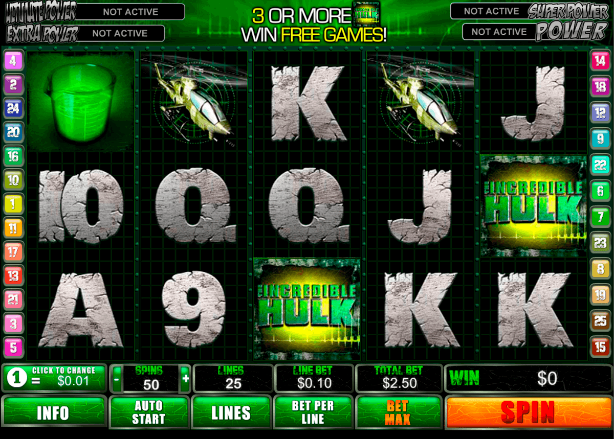 incredible hulk playtech pokie