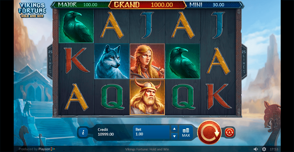 vikings fortune hold and win playson pokie 